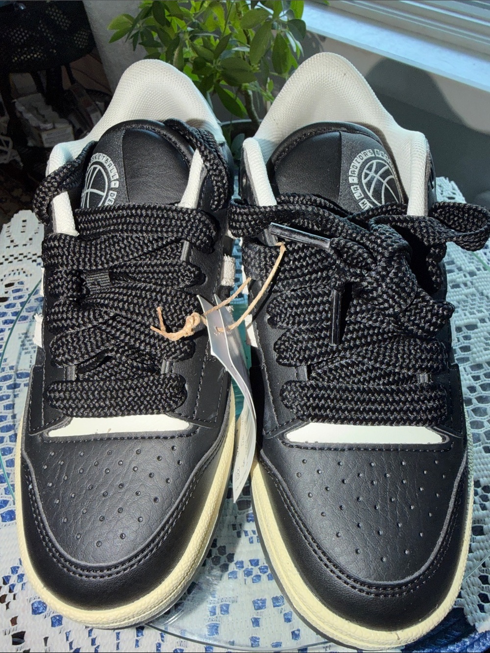 adidas Black and White Low-Top Sneakers with Cream Midsole